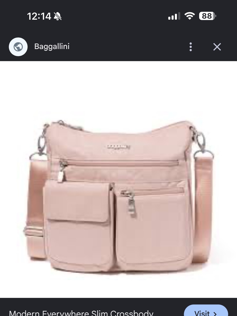 Baggallini Light Blush Pink Crossbody Organizer